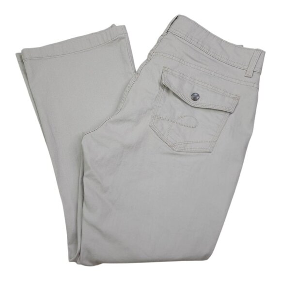 Rider By Lee Womens Slender Stretch Mid-Rise Bootcut Chino Pants 12P Flared Tan - Picture 2 of 12